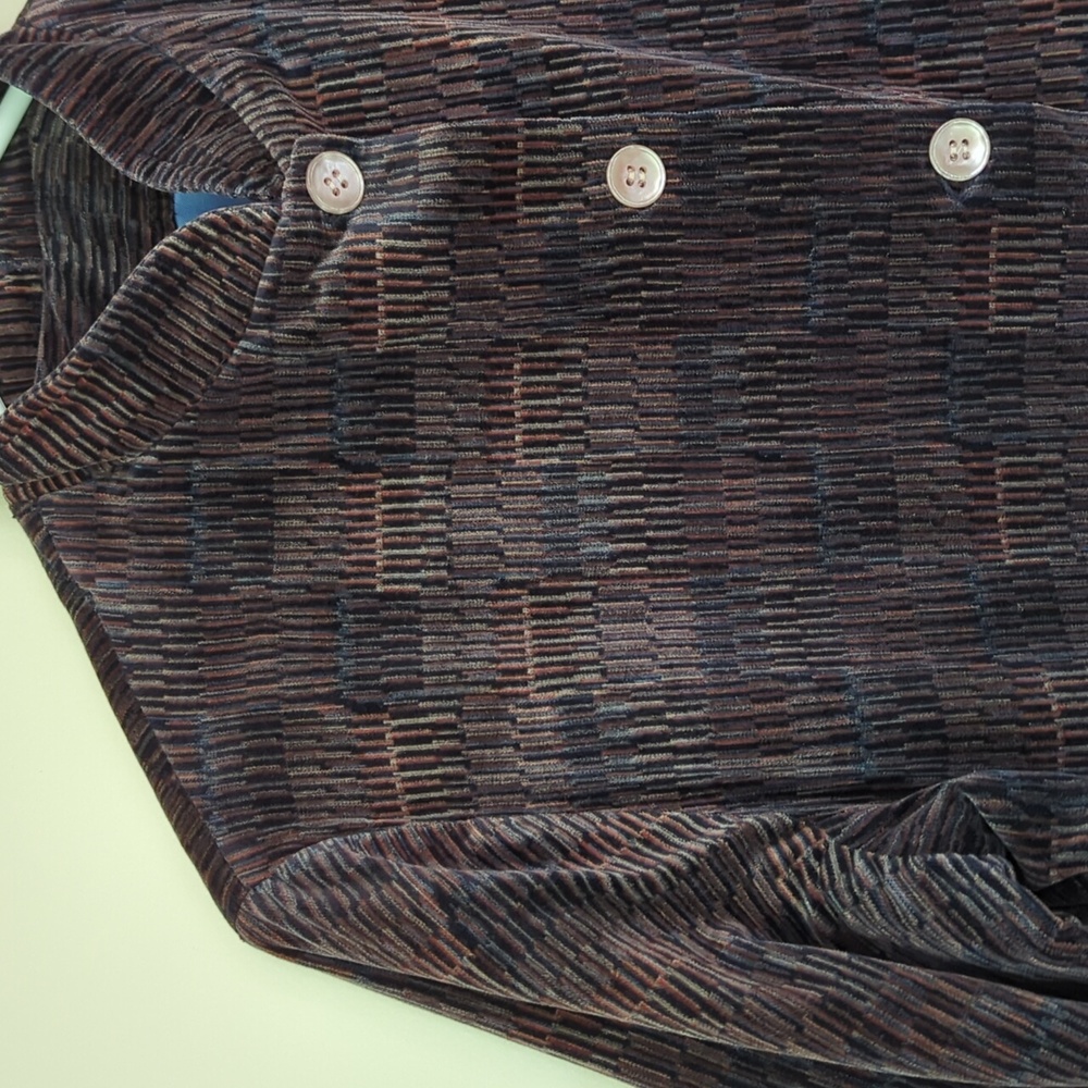 Velvet Soft Button Up Pattern Lined Jacket L Brow… - image 3